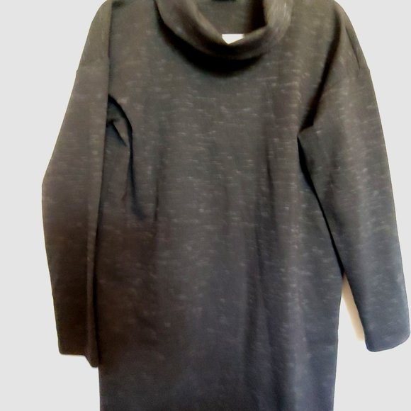 J. Jill Wearever black/gray long sleeve turtle neck knee length dress S pockets - Picture 3 of 15